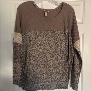 Knox Rose Taupe Ribbed Knit Top